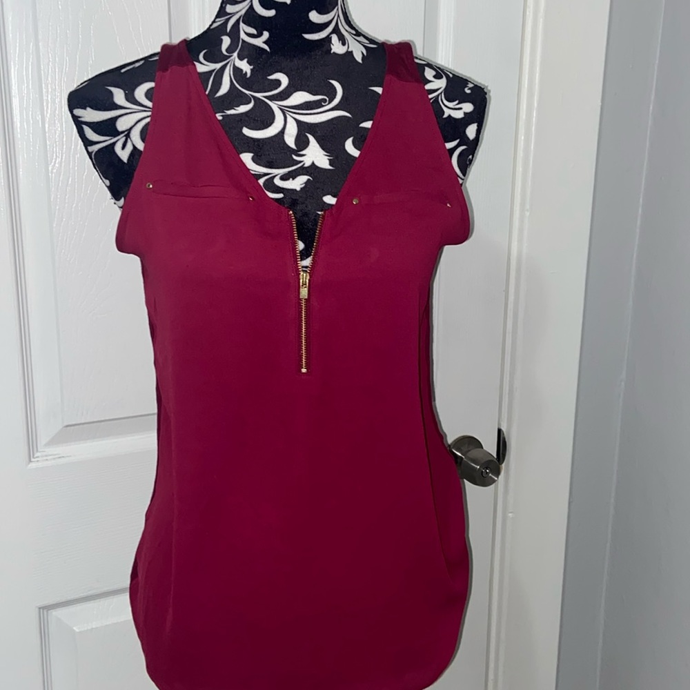 Express mixed media zipper tank